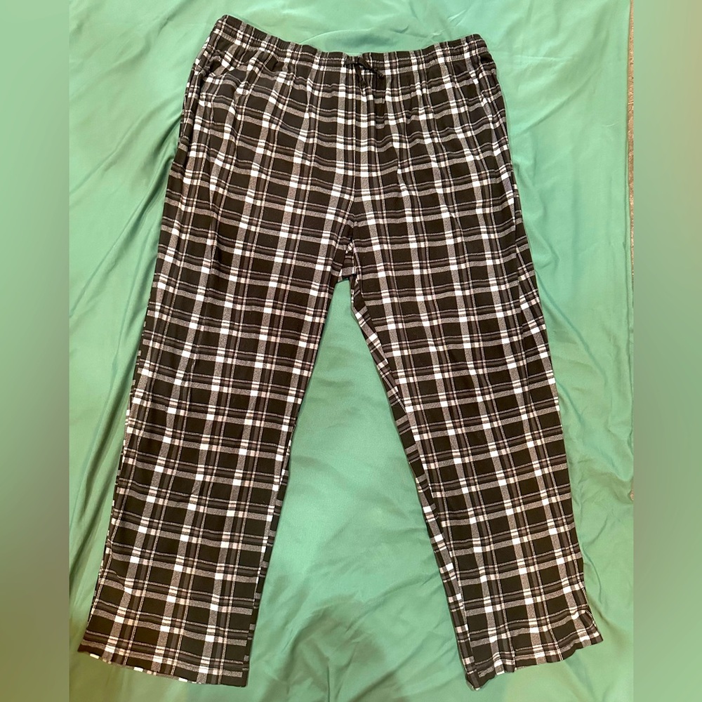Nautica Sleepwear 𝅺Black/White plaid soft fleece pj pants, Size XXL